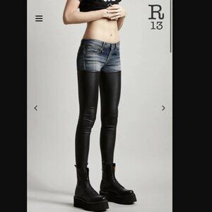 R13 Leather Chaps Jeans Size 24
